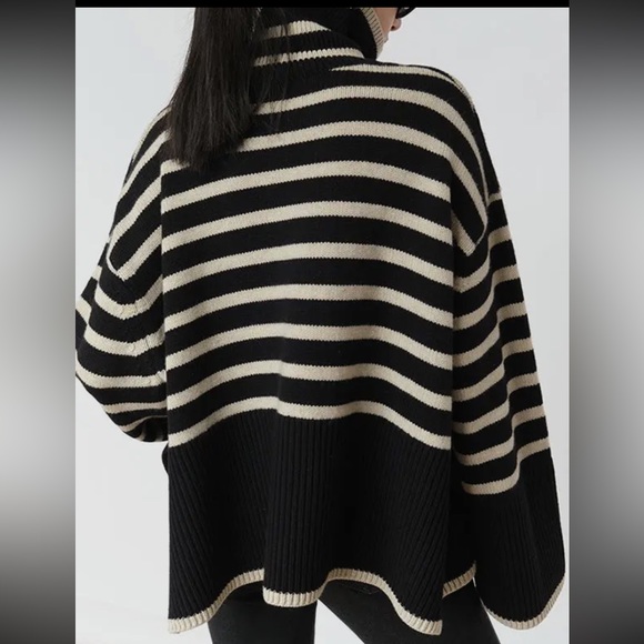 Contrast Color Striped Long Sleeves Sweater - Picture 3 of 4